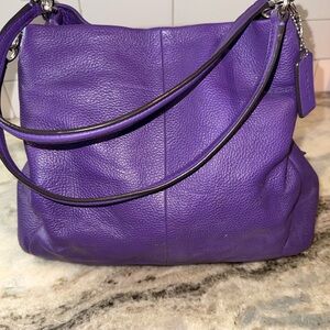 Coach Purple Pebbled Leather Satchel